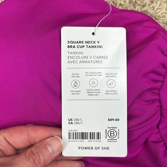 NWT Athleta square neck v bra cup tankini sz 38B/C - Picture 6 of 9